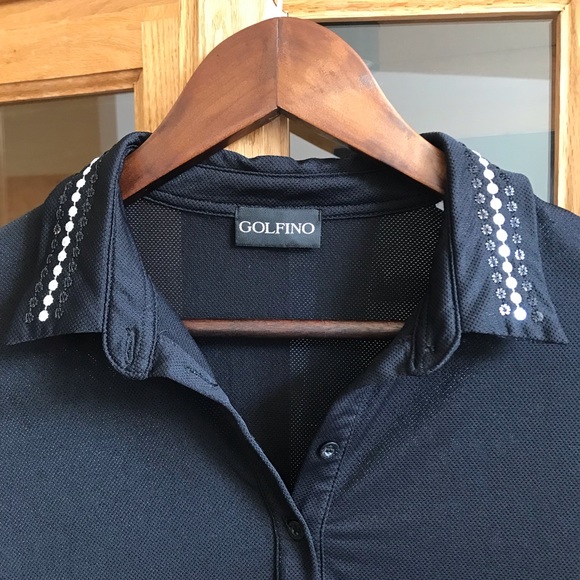 Golfino long sleeved black collared top size 8 - Picture 2 of 7